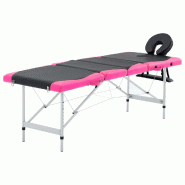 Helloshop26 - Table de massage pliable 4 zones Inox noir et rose 02_0001847 - rose aluminium 3000089331535