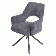 Mendler Chaise de salle à manger HWC-K30, Chaise de cuisine, pivotante Position Auto, tissu/textile MVG ~ Corde-gris foncé - gris textile 89723