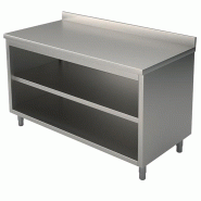 Meuble bas inox sans portes adossée avec étagères 1000x700x900 - P930137100