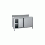 Meuble inox bas adossé - étagère réglable et portes coulissantes - Tournus Equipement_0