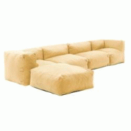 Oviala Business Canapé d'angle modulable 5 places jaune clair - jaune polyester 115037 Oviala Business Canapé d'angle modulable 5 places jaune clair - jaune polyester 115037