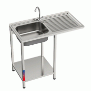 Plonge en acier inoxydable avec dosseret, étagère inférieure et cuve à gauche | 850 x 1000 x 500 mm | Gasfrit - inox gfy06g