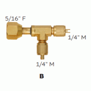 Raccords T de service frigo 1/4" et 5/16" - 1/4" M - 5/16" F - 1/4" M