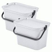 Tontarelli - Set de 2 poubelles blanches avec poignée, 2 x 5 l, Fashion Collection - blanc plastique PK6427