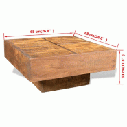 VidaXL Table basse carrée Marron Bois massif de manguier  Modèle Atlas Bois - 241132XL