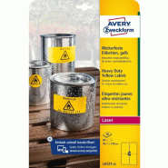 Avery Zweckform 80 étiquettes ultra-résistantes Laser jaunes, format 99,1 x 139 mm (20 feuilles A4 / cdt) - 4004182048368