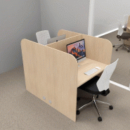 Bureau de call center version double 2 personnes Call. - 2 places, Chêne moyen_0