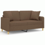 Canapé 2 places avec oreillers décoratifs marron 140 cm tissu Modèle Vega Focus - 8721012058798