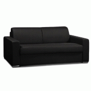 CANAPÉ CONVERTIBLE 2- ALLURE MATELAS MÉMORY  20CM  LATTES 120CM CUIR VACHETTE NOIR