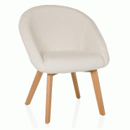 Chaise visiteur / Chaise de salle à manger SCANDI TED tissu blanc hjh LIVING - blanc polyester 800211