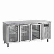Comptoir pour saladette réfrigéré CK7310G 3 portes vitrées GN1/1 Inox TEFCOLD