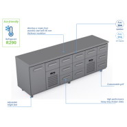 Comptoir réfrigéré en acier inoxydable -2400 × 660 × 900 mm - CST-24-103303 Comptoir réfrigéré en acier inoxydable -2400 × 660 × 900 mm - CST-24-103303