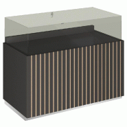 Comptoir T03 vitrine 4 Faces et MDF naturel+anthracite - 120x60x93cm