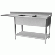 Cuistance Plonge evier espace lave vaisselle à gauche avec sous tablette 1800 x 700 x 950 mm - inox STSD187L