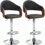Décoshop26 - Lot de 2 tabourets de bar chaises de comptoir en similicuir noir cadre en bois et pieds en métal TDB10742 - noir métal 3000250447430
