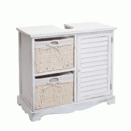 Décoshop26 - Meuble sous lavabo sous-vasque avec tiroirs panier en bois blanc vieilli 60x65x31 cm 04_0007844 - blanc Bois massif 3000262328086