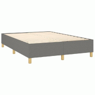Décoshop26 - Sommier à lattes sur pieds cadre de lit 140x190 cm tissu gris foncé TDL0207138 - gris 3001166388008