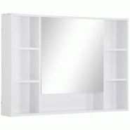 Helloshop26 - Armoire murale salle de bain avec miroir 100 x 15 x 70 cm compact rangement optimisé contemporain épuré en MDF blanc 21_0001912 - bla
