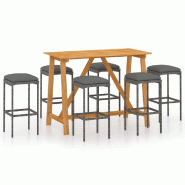 Helloshop26 - Ensemble de bar de jardin avec coussins 7 pièces gris - 3000733647760
