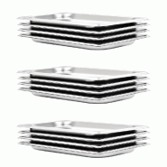 Helloshop26 - Lot de 12 récipients Gastronorm empilables cuisine 325 x 176 x 20 mm en acier inoxydable argenté 02_0045990 - argenté inox 3000233990182