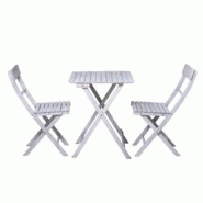 Möbilia Ensemble 3 pièces | 2 chaises, 1 table | Finition vintage | Pliable | Acacia gris - gris Bois massif 31020012 Möbilia Ensemble 3 pièces | 2 chaises, 1 table | Finition vintage | Pliable | Acacia gris - gris Bois massif 31020012