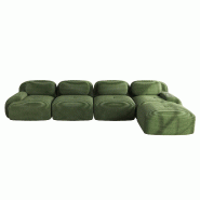 Merax canapé modulable en corde 4 places avec 1x tabouret, canapé nuage sans cadre, près du sol avec assise profonde, doux et confortable, - vert m