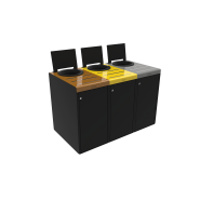 Meuble de tri 3 x 65L gris / marron / jaune / gris - Alitri_0