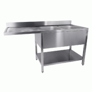 Plonge inox professionnelle avec étagère 2 bacs à droite et passage... - P7333.1425