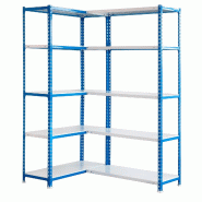 SimonRack Étagère d’angle métallique 2000 mm, Tablettes en Acier, 80 kg par Niveau, Bleu - Simoncorner - bleu métal 8435104973066