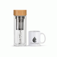 Tea Time Osmodyn : Bouteille verre double paroi infuseur de thé et mug - Ensemble Tea Time Osmodyn - 330 ml Tea Time Osmodyn : Bouteille verre double paroi infuseur de thé et mug - Ensemble Tea Time Osmodyn - 330 ml