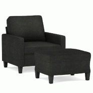 VidaXL Fauteuil avec repose-pied Noir 60 cm Tissu Modèle Vega Executive Nordique - 3201033