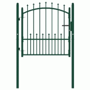 Vidaxl portail de clôture avec pointes acier 100x100 cm vert 146393