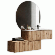 AQA Design Composition de salle de bain en MDF avec baignoire à droite 4 pièces en chêne VENERE L.200 P.45 H.190 MPVE54-QUE - marron Bois manufactu