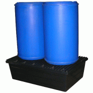 Bac de rétention PEHD - 2 fûts de 220L - Fond plat - 240L de rétention