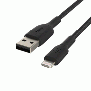 Câble tressé - BELKIN - Lightning vers USB-A - 2 m - Noir Belkin - multicolore CAA002BT2MBK