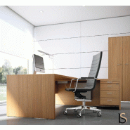 Bureau avec retour T45 finition bois- Quadrifoglio. - 220, Noyer canaletto, Droite_1