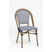 Chaise de terrasse légère, empilable  - lazare - textilène bleu et blanc