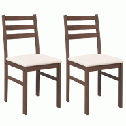 Chaises à manger coussins 2 pcs marron bois massif caoutchouc Modèle Vega Executive Confort - 4102417