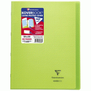 Clairefontaine Lot de 10 Cahier Kover Book 24x32, 48p./24 feuilles 90 g/m² piquées, couv. Transparente vert, quadrillé 5x5 + marge - 3037929846034