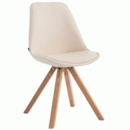 Décoshop26 - Chaise de cuisine salle à manger scandinave assise en PVC crème 4 pieds en bois forme carré clair 10_0003407 - 3000251565720 Décoshop26 - Chaise de cuisine salle à manger scandinave assise en PVC crème 4 pieds en bois forme carré clair 10_0003407 - 3000251565720