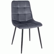 Décoshop26 - Chaise de salle à manger x1 coutures décoratives carrées en tissu velours gris foncé et métal noir 10_0002135 - gris 3000250856355 Décoshop26 - Chaise de salle à manger x1 coutures décoratives carrées en tissu velours gris foncé et métal noir 10_0002135 - gris 3000250856355