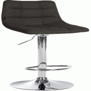Décoshop26 - Tabouret de bar x1 moderne en tissu gris foncé motif matelassé piètement trompette métal chromé 10_0005653 - gris métal 3000265138583