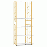 Helloshop26 - Bibliothèque à 6 étagères 80 x 31 x 180 cm optimisation de rangement style moderne design géométrique en bois 20_0010732 - 3000226331732