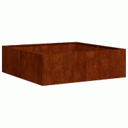 Helloshop26 - Jardinière carrée moderne fond ouvert 100 x 100 x 30 cm avec drainage élégant jardin en acier rouillé 02_0051593 - vert inox 300023