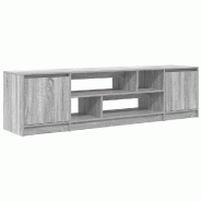 Helloshop26 - Meuble TV avec grand espace de rangement 188,5 x 41 x 50 cm design moderne salon en bois d'ingénierie gris 02_0055829 - gris Bois massi