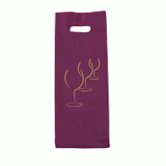 Sac 2 bouteilles en plastique bordeaux poignée découpée 65µ 16x46+8cm - par 100 - économique et pratique