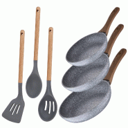 San Ignacio - Set de 3 poêles (22/24/26 cm) + set d'ustensiles, collection Daimiel - aluminium PK1715