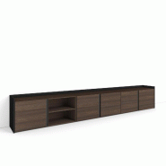 SKRAUT HOME Meuble TV, Banc Télé, 309x50x35 cm, Pour les TV jusqu'à 80", Meubles de salon, Chêne foncé et Noir - marron Bois manufacturé 645_1