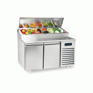 Table de préparation réfrigérée avec 2 portes 600x400 mm, 8x GN 1/3 h 150 mm, 0°/+10°C - VIRTUS - 4068875000545