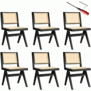 TecTake GmbH tectake Lot de 6 chaises en bois avec cannage viennois design rétro noir - 405913 - beige Bois massif 405913 TecTake GmbH tectake Lot de 6 chaises en bois avec cannage viennois design rétro noir - 405913 - beige Bois massif 405913